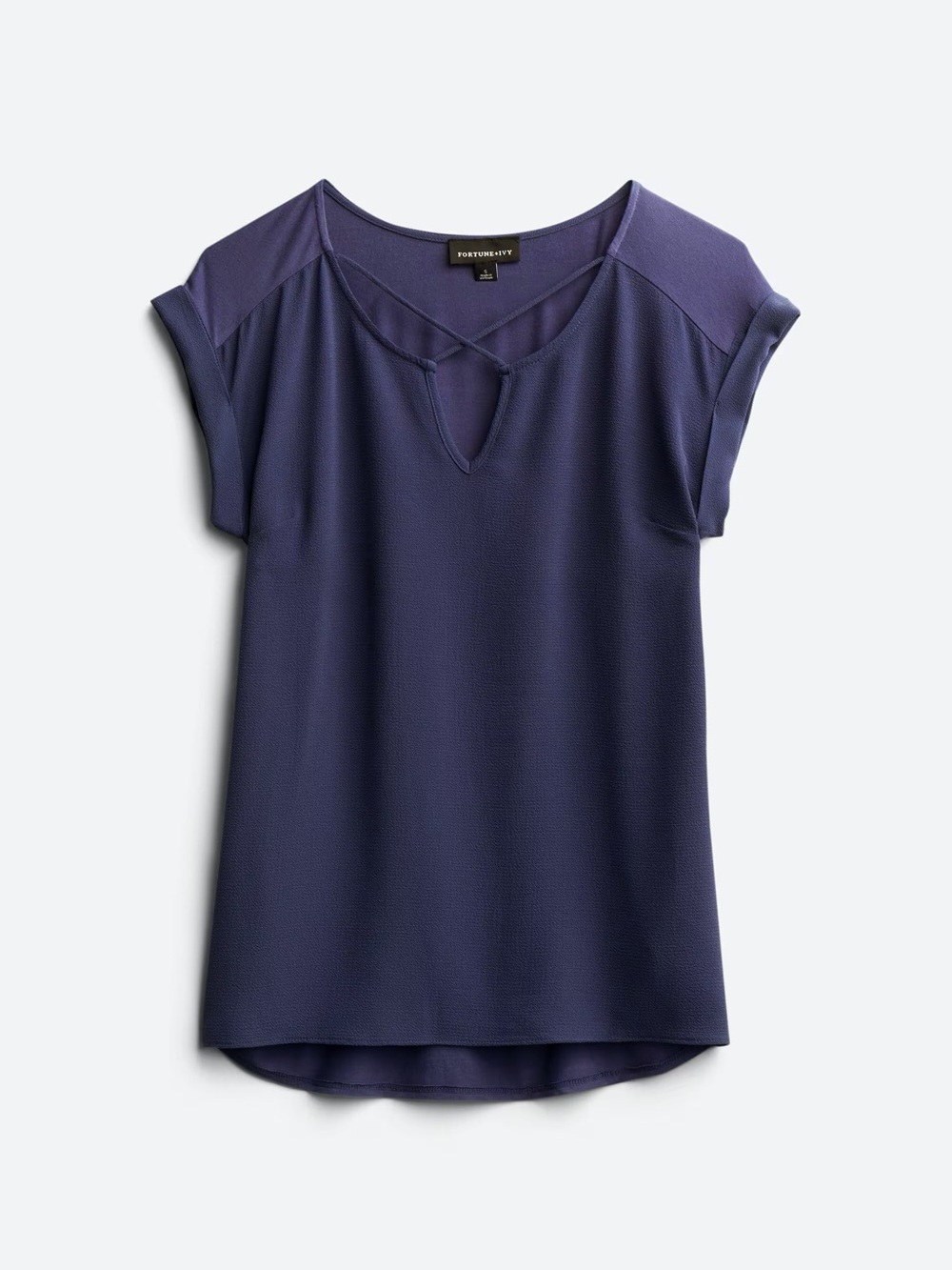 FORTUNE + IVY Carna Mixed Material Blouse